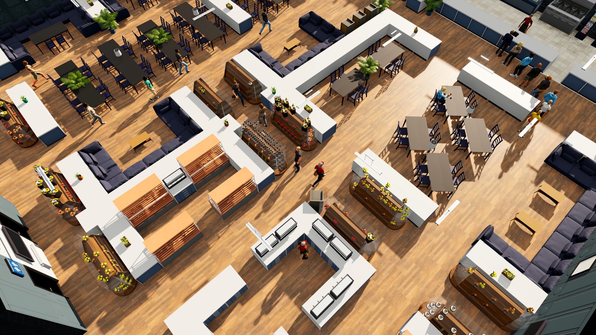 Big Ambitions business district and player character
